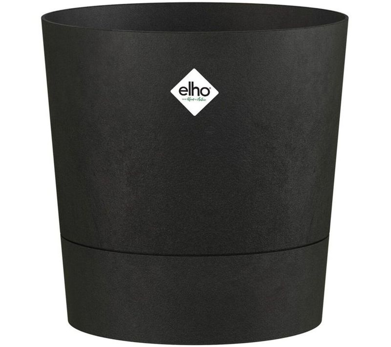 Pot De Fleurs Foss Round 35 Cm Auto-arrosage 21 L - Noir, Résistant Uv Et Gel
