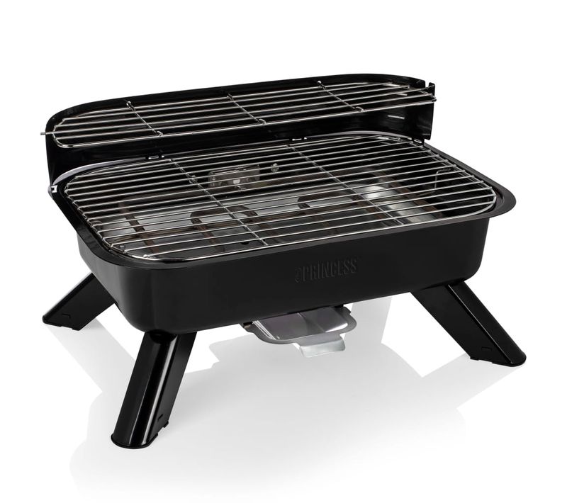 Barbecue Hybride Electrique + Charbon 2000 W Noir