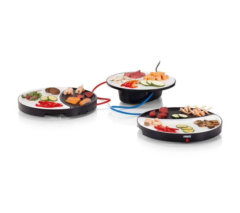 Gril De Table Pour 2 Personnes Dinner4all 500 W Blanc Et Noir