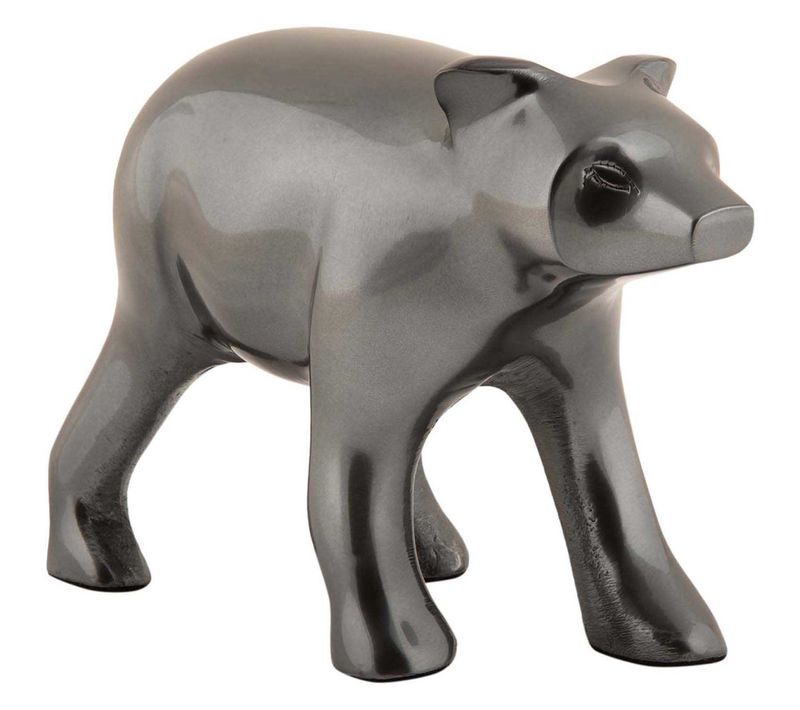 Statuette Ours En Métal Gris Foncé