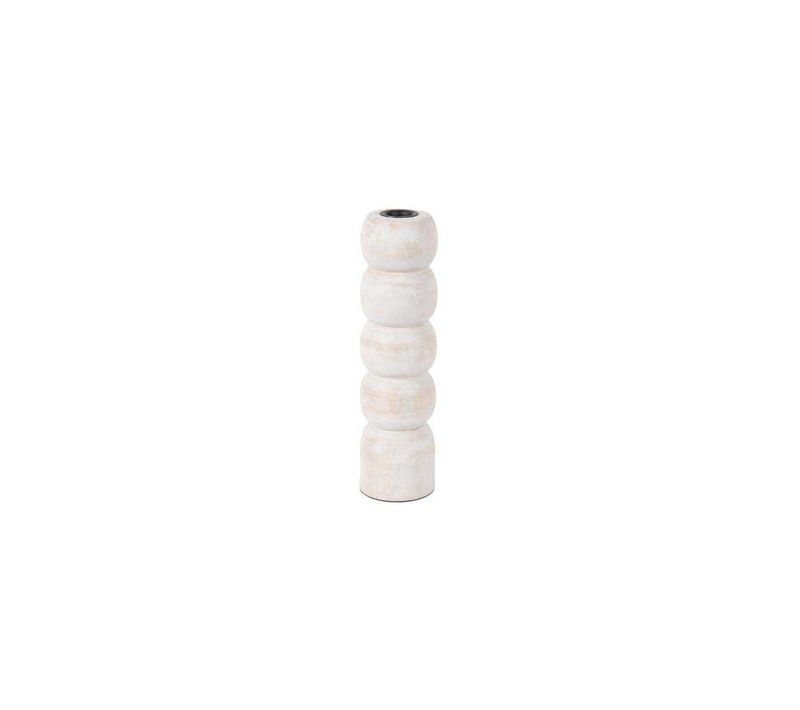 Bougeoir En Bois De Manguier Modelar Large Blanc