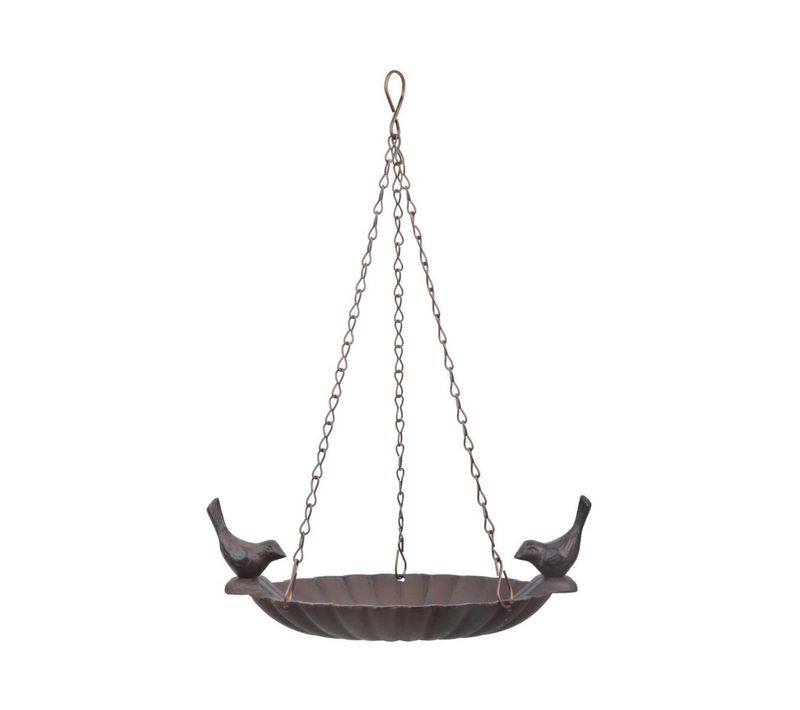 Mangeoire à Oiseaux Suspendu Avec Oiseau Décoratif 2 Oiseaux