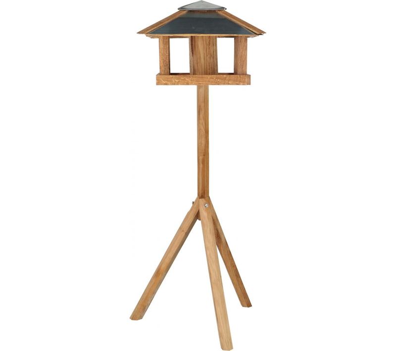 Mangeoire En Chêne Sur Trépied Carré Toit Acier