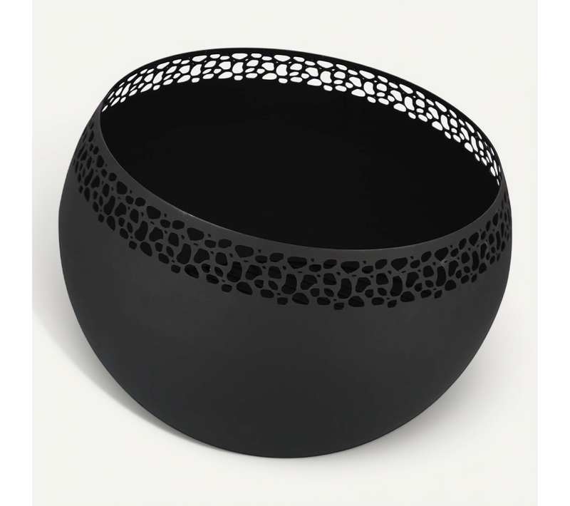 Brasero sphère design en métal noir pour jardin et terrasse