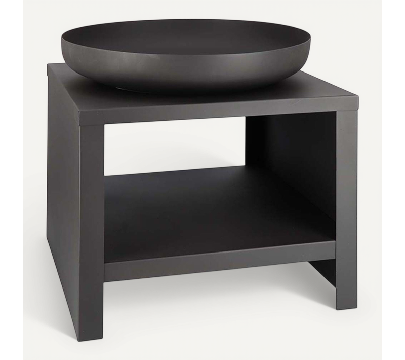 Braséro En Métal Avec Range Bois 60 Cm Noir
