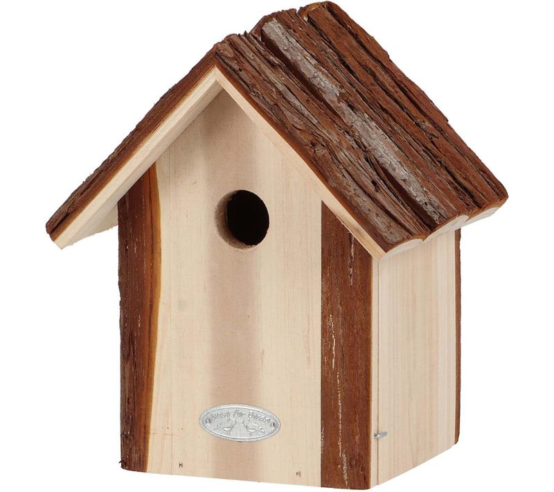 Nichoir Pour Oiseaux Avec Toît En Écorce Mésange Bleue