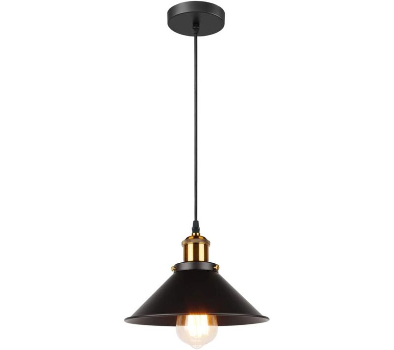 Suspension Luminaire Vintage Industriel E27 Lustre Pour Chambre Cuisine Salle Bar Noir