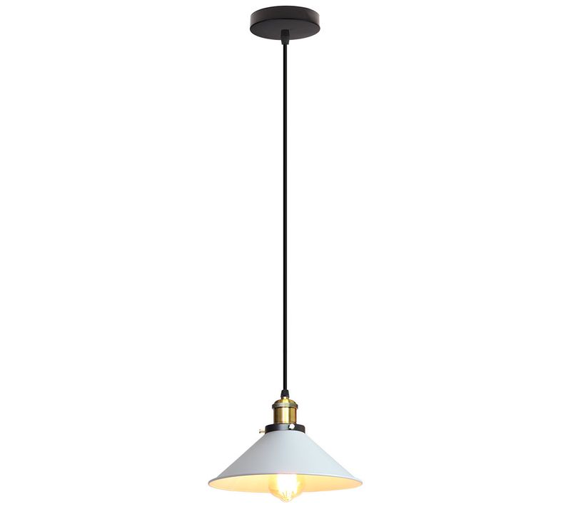 Suspension Luminaire Vintage Industriel E27 Lustre Pour Chambre Cuisine Salle Bar Blanc
