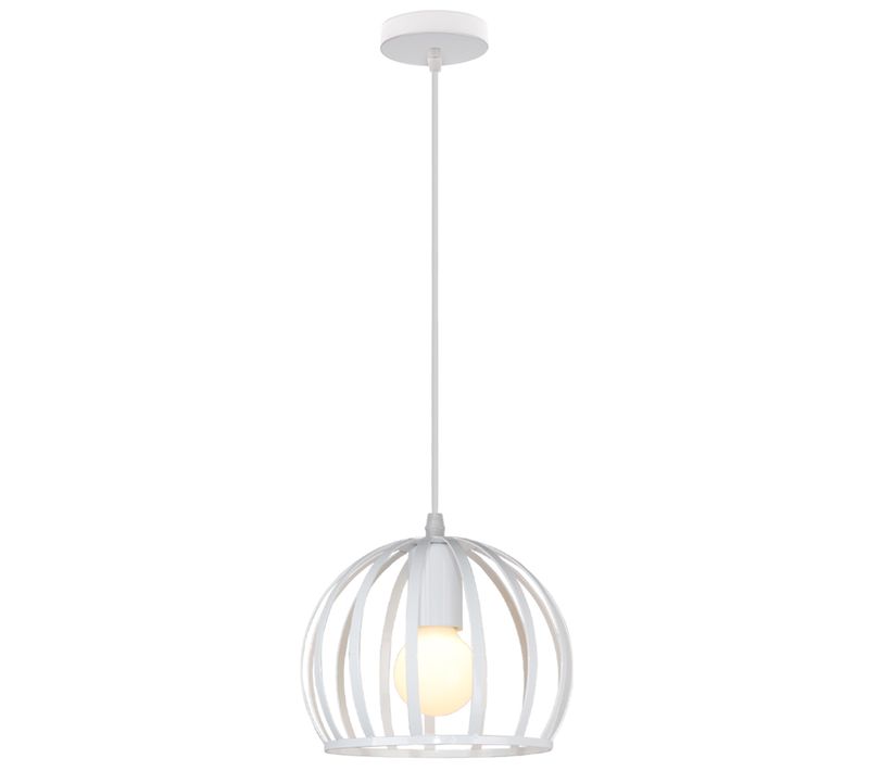Lustre Moderne Métal 20cm Suspension Industriel E27 Pour Salon Cuisine Chambre Bar Blanc