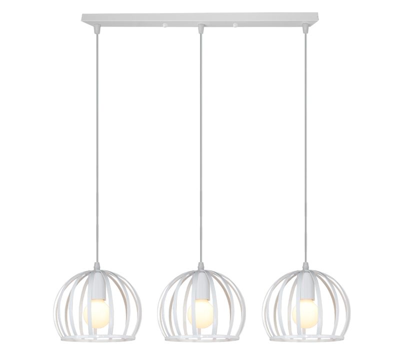 Suspension Moderne Métal 3 Lustre Industriel E27 Pour Salon Cuisine Chambre Bar Blanc