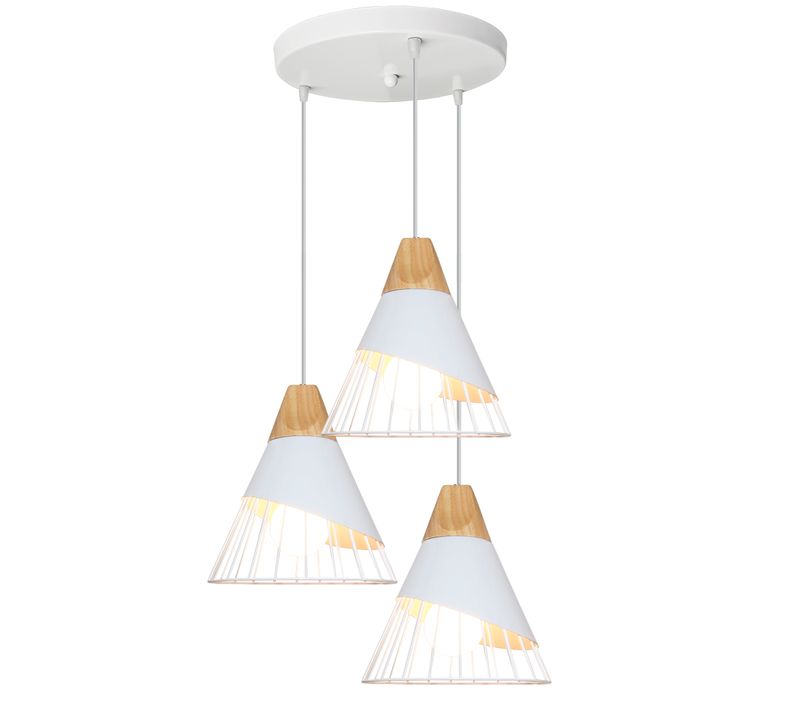 Suspension Moderne E27 Lustre 3 Lumières Forme Badminton Pour Chambre Salon Cuisine Blanc