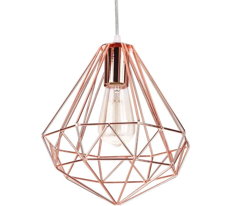 Suspension Luminaire Industriel Rétro Lustre En Forme Diamant E27 Pour Chambre Salon Cuisine Rose