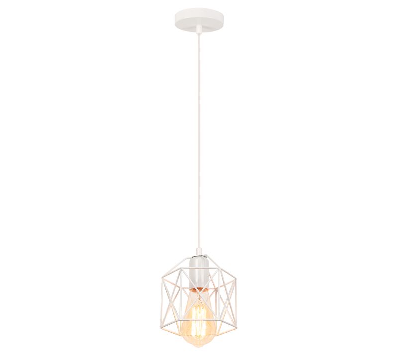 Suspension Industriel E27 Lustre De Plafond Cage Métal Pour Salon Chambre Cuisine Blanc