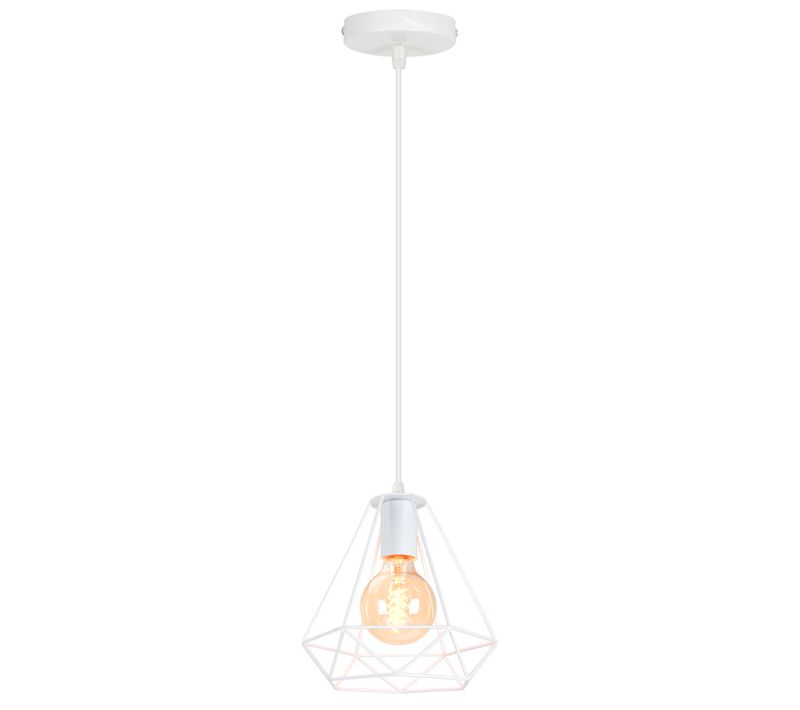 Lustre Suspension Rétro Diamant Lampe De Plafond E27 Pour Cuisine Chambre Salon Blanc