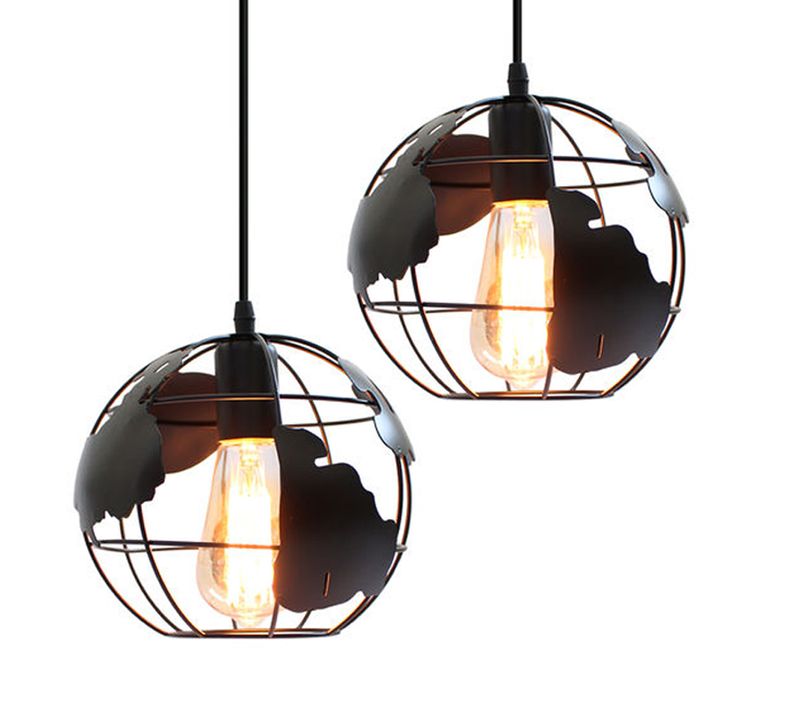 2 Pack Suspension Industrielle 20cm Lustre Moderne Pour Cuisine Salon Salle Chambre E27 Noir