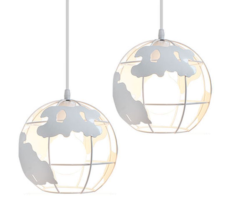 2 Pack Suspension Industrielle 20cm Lustre Moderne Pour Cuisine Salon Salle Chambre E27 Blanc