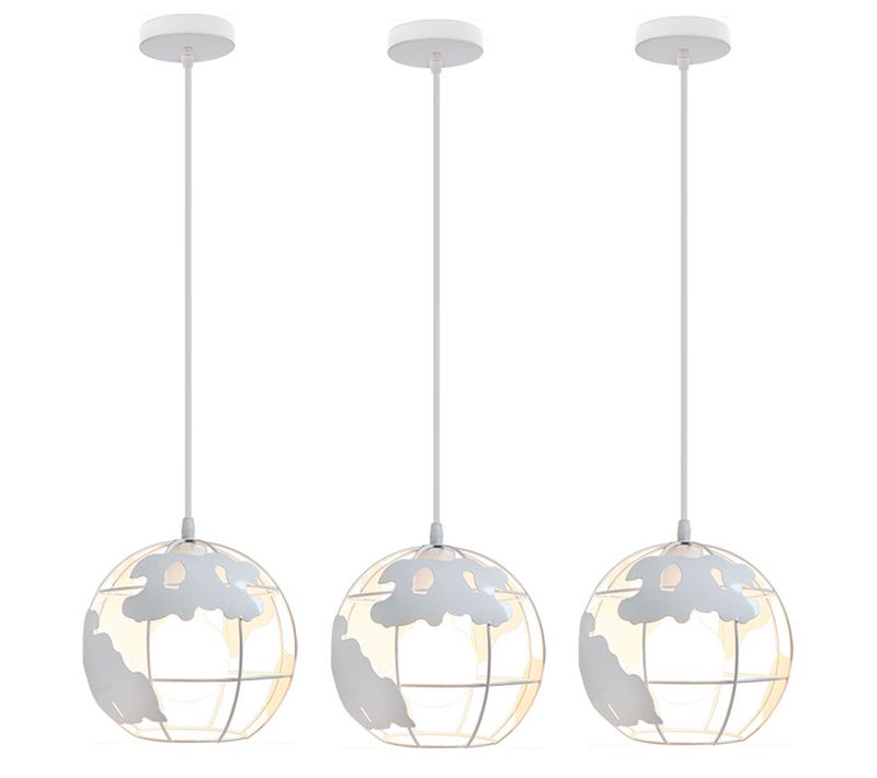 Lot De 3 Suspension Industrielle 20cm Lustre Moderne Pour Cuisine Salon Salle Chambre E27 Blanc