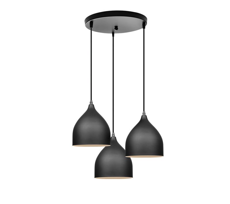 Lustre Suspension Moderne E27 Lampe De Plafond Industriel 3 Lumières Pour Chambre Salon Café Noir