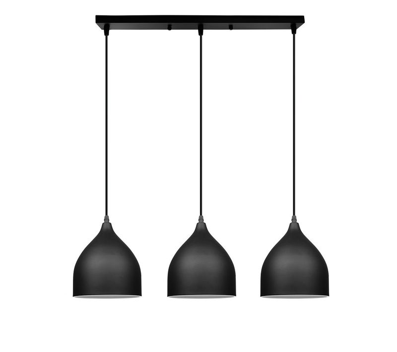 Lustre Suspension Moderne E27 Lampe De Plafond Industriel 3 Lampes Pour Chambre Salon Café Noir