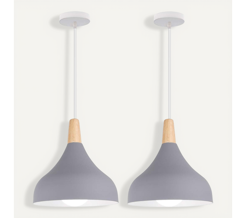2 Pack Lustre Suspension Moderne E27 Lampe De Plafond Créatif Pour Chambre Salon Cuisine Café Gris