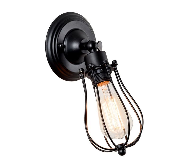 Applique Murale Industrielle Métal Fer E27 Luminaire Vintage Retro Café Loft Cuisine Salon Noir