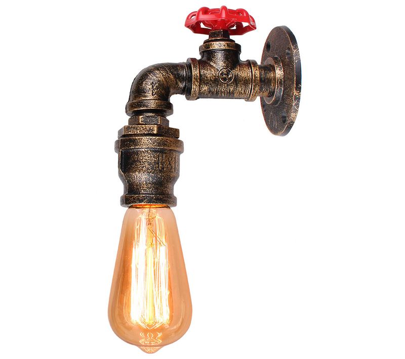 Applique Industrielle Pipeline Vintage Lampe De Murale E27 Pour Chambre Cuisine Salon Rouille