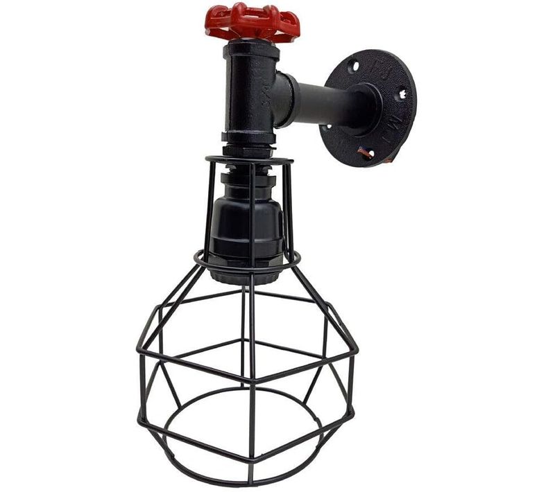 Applique Murale Luminaire Lustre Abat-jour Design Tube Tuyau Industriel Eclairage Bar Salon Noir