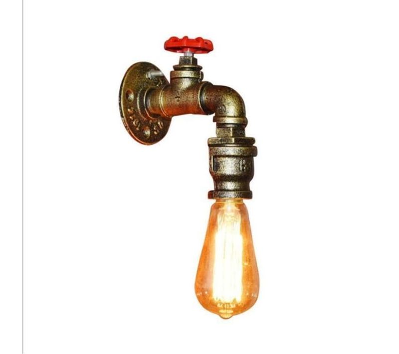 E27 Applique Murale Créatif Retro Industrial Lampe De Tube Tuyau Forme Robinet Métal Fer