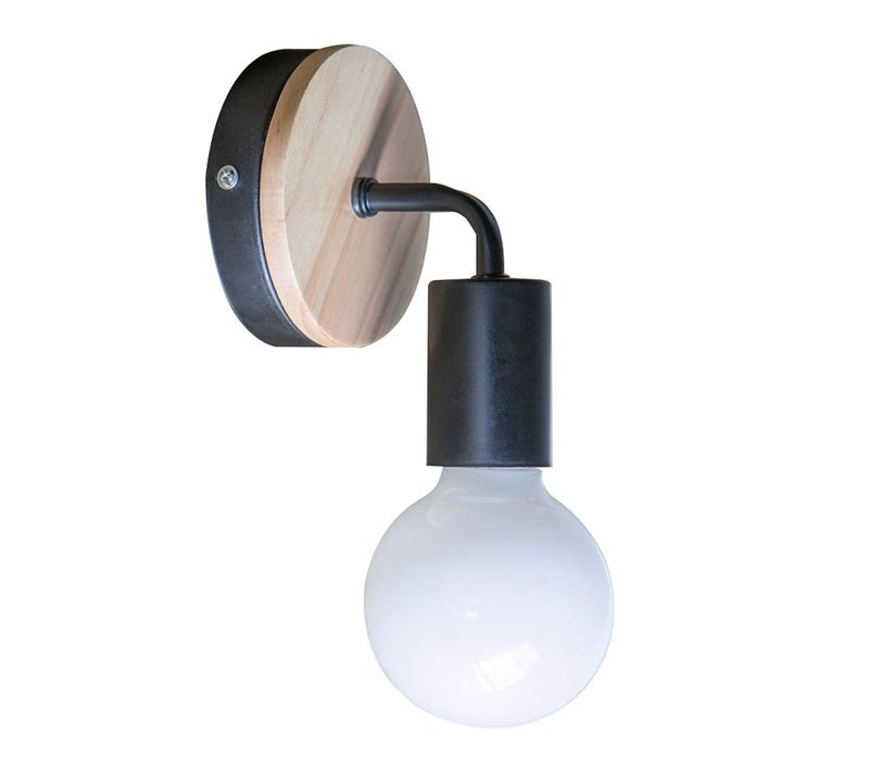 Applique Murale Industrielle En Bois Et Fer Forgé,moderne E27 Lampe  Simple Pour Chambre Salon Noir
