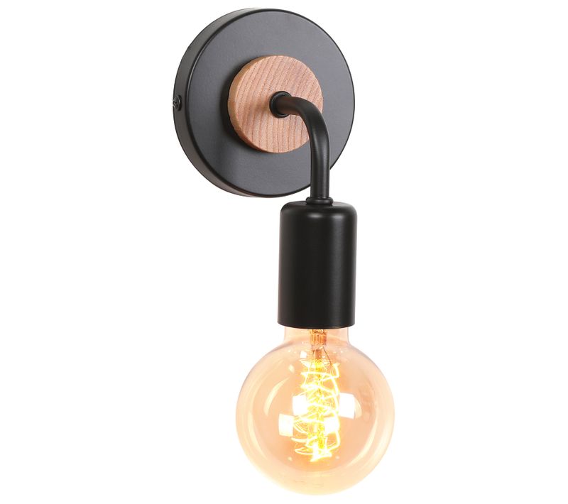 Vintage Applique Murale Industrielle Noir,lampe Métal Bois E27 Pour Café Bar Couloir Chambre