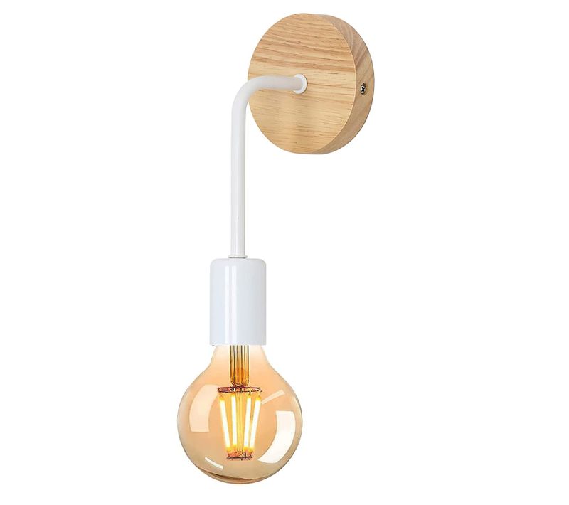 Applique Murale Interieur Réglable En Bois Douille E27 Luminaire Pour Salon Chambre Couloir Blanc