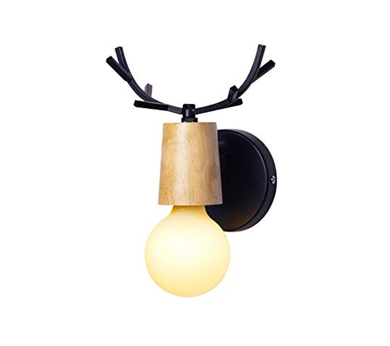 Applique Murale En Fer Bois Lampe De Mur Simple E27 Chambre Salon Restaurant Cuisine Couloir Noir