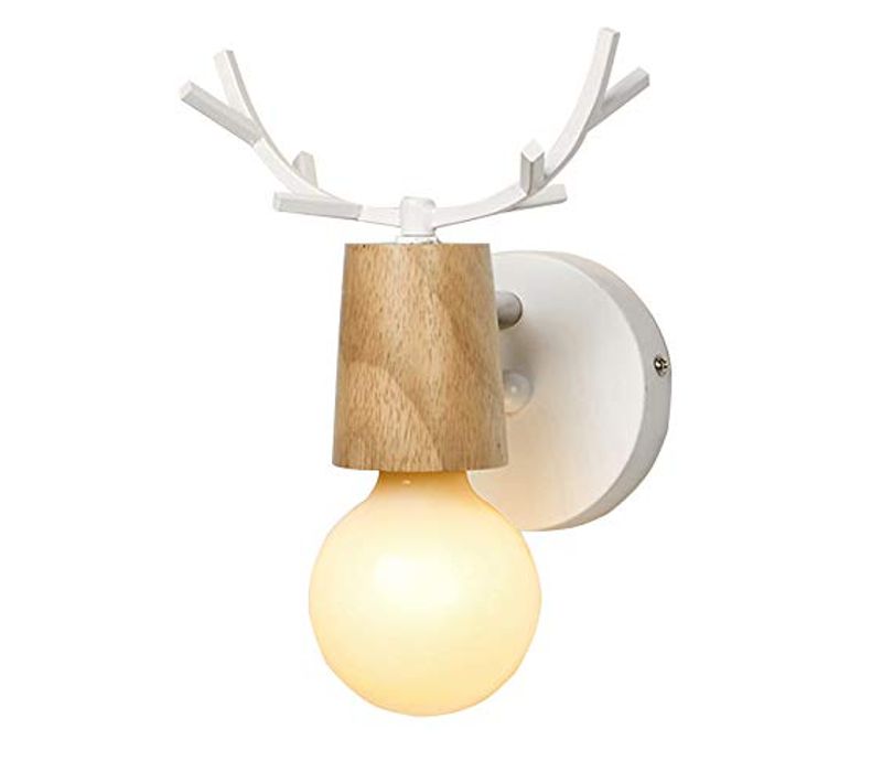 Applique Murale En Fer Bois Lampe De Mur Simple E27 Chambre Salon Restaurant Cuisine Couloir Blanc