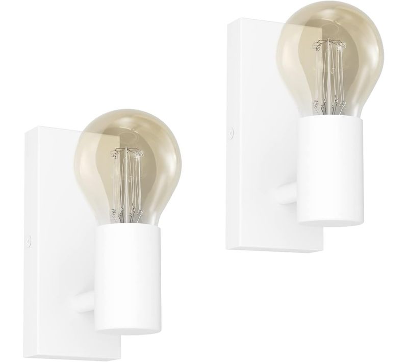 Lot De 2 Applique Murale Vintage Industrielle En Métal E27 Lampe Couloir Chambre Salon Cuisine,blanc