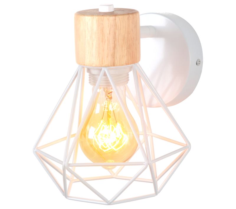 Appliques Murales Réglable Industriel Cage Métal 16cm E27 Luminaire Chambre Salon Couloir Blanc