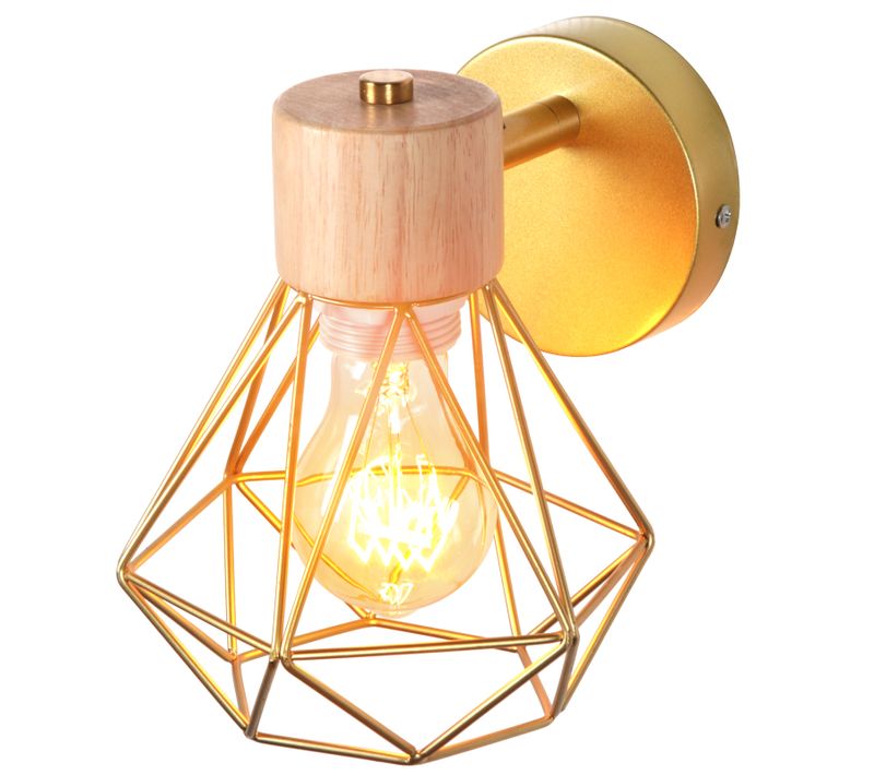 Appliques Murales Réglable Industriel Cage Métal 16cm E27 Luminaire Chambre Salon Couloir Doré