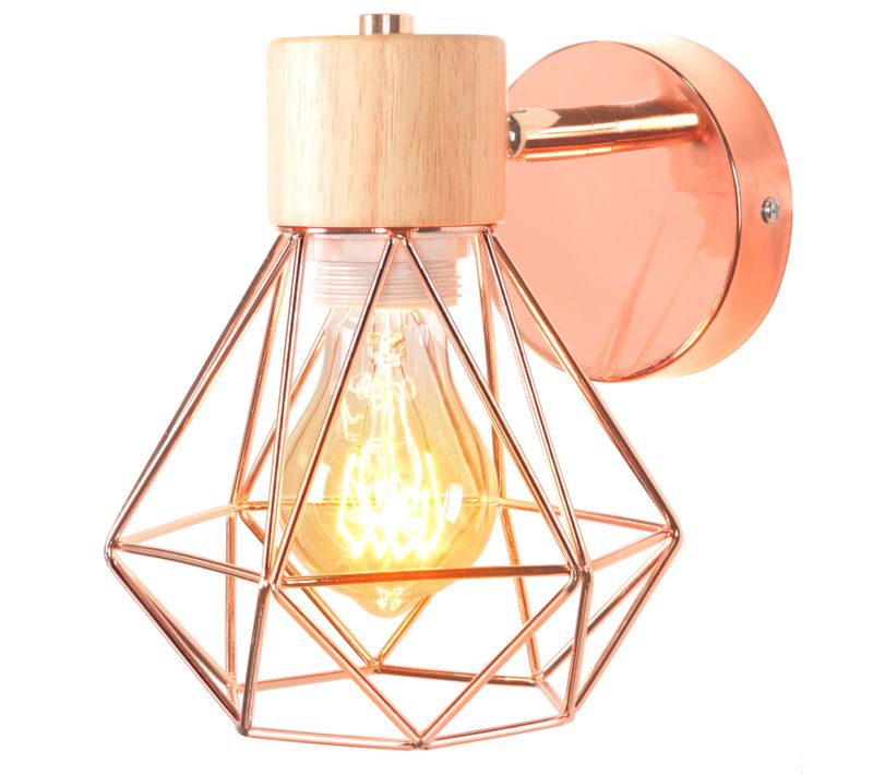 Appliques Murales Réglable Industriel Cage Métal 16cm E27 Luminaire Chambre Salon Couloir Or Rose