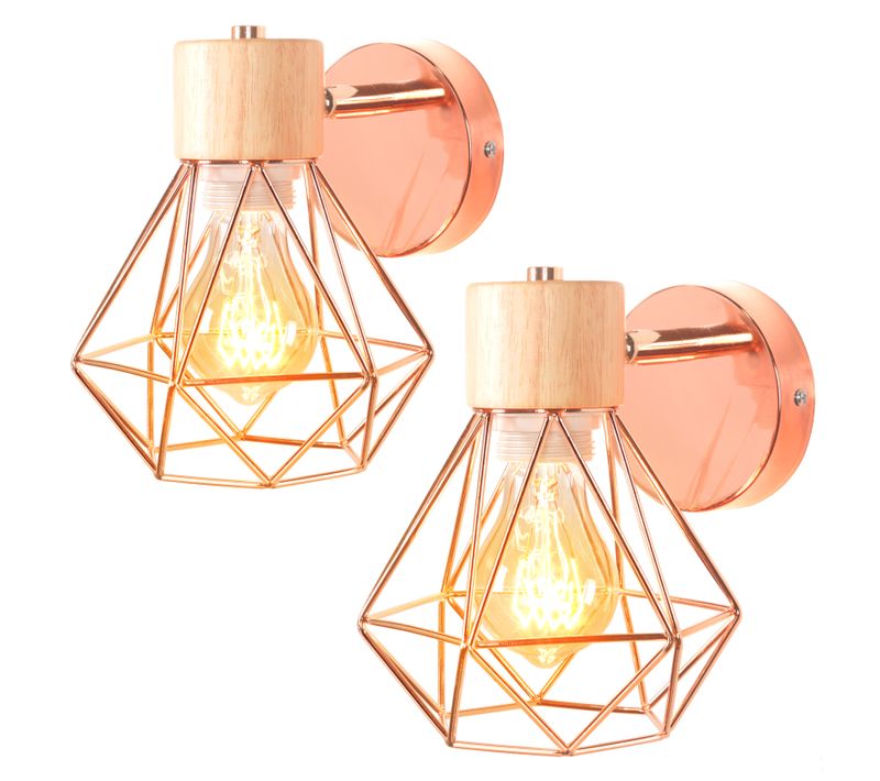 2pcs Appliques Murales Réglable Industriel Cage Métal 16cm E27 Luminaire Chambre Salon Couloir
