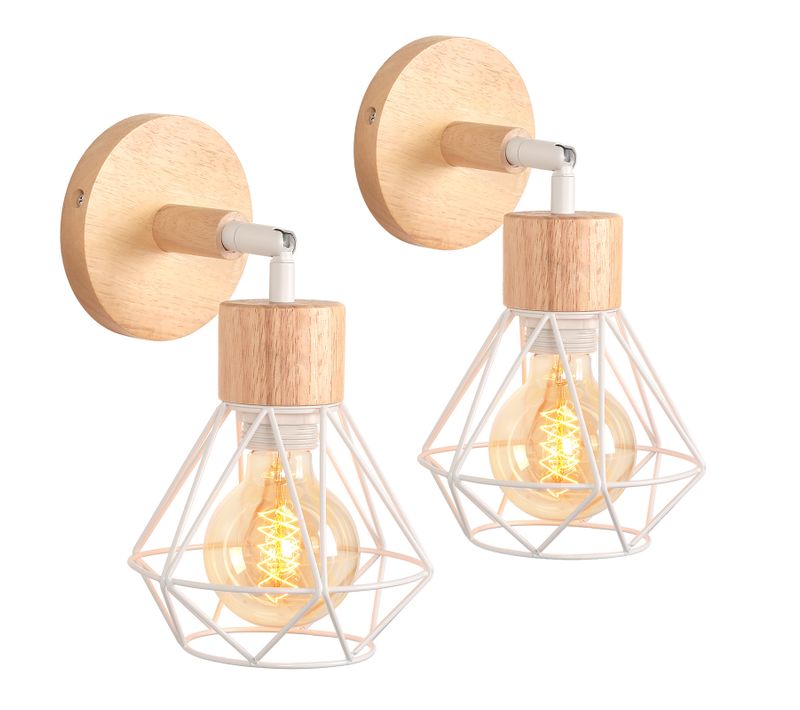 2x Applique Murale Industrielle Réglable,plafonnier Abat-jour E27 Métal Salon Chambre Couloir Blanc