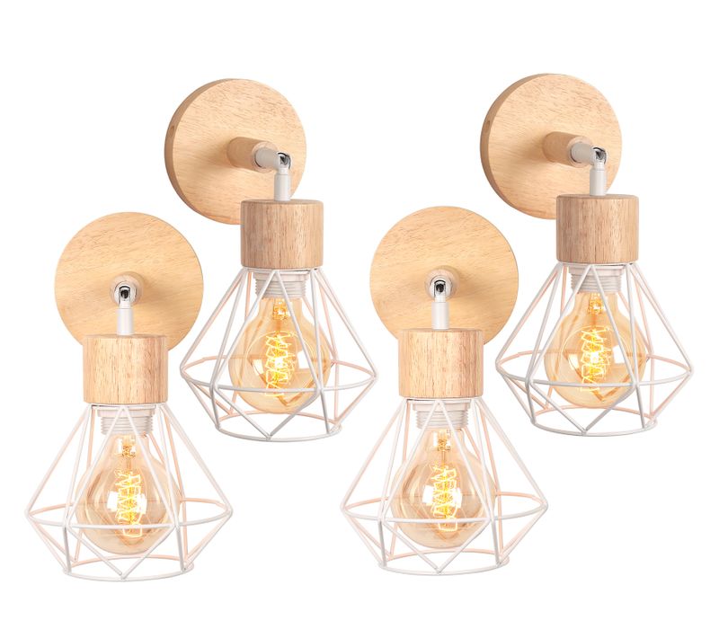 4x Applique Murale Industrielle Réglable,plafonnier Abat-jour E27 Métal Salon Chambre Couloir Blanc