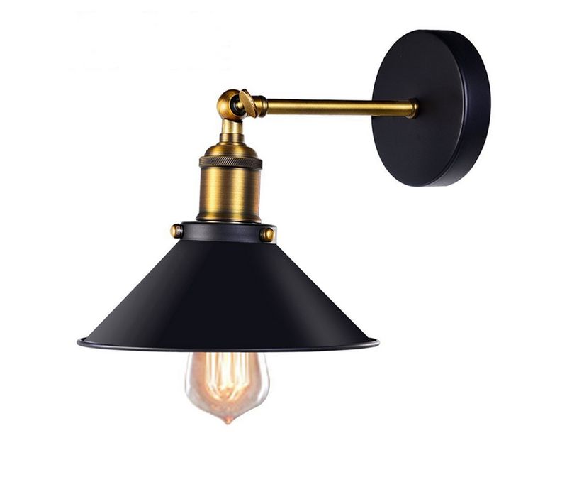 Applique Intérieur Industrielle 22cm Lampe De Murale E27 Pour Cuisine Salon Chambre Noir