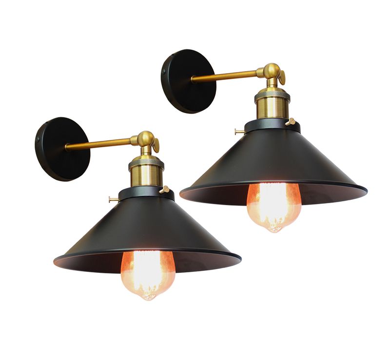 2pcs Applique Murale Intérieur Industrielle E27 Lampe De Mur Vintage éclairage Decoration Noir