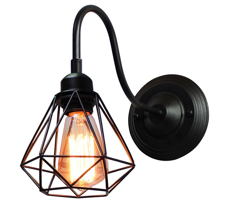 Applique Intérieure Industriel Cage Lampe De Murale Diamant Pour Cuisine Salon Chambre Noir