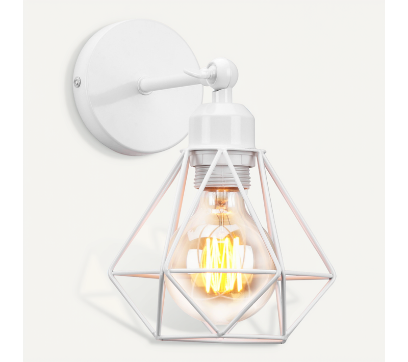 Applique Murale Réglable Plafonnier Vintage E27 Lampe De Murale Cage Industrielle Blanc
