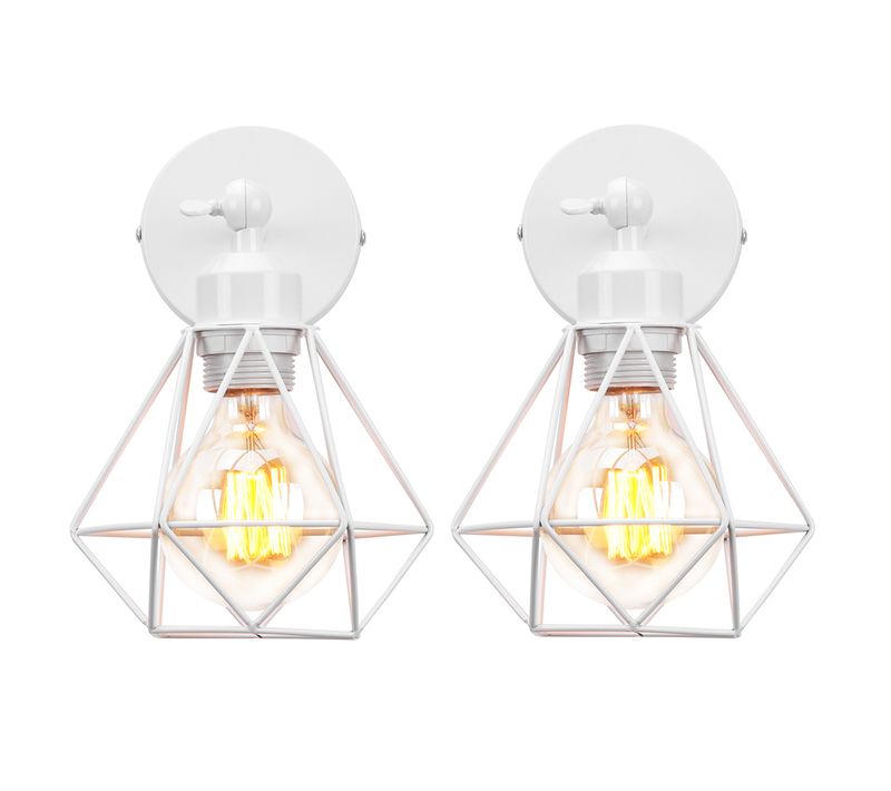 Lot De 2 Applique Murale Interieur Réglable E27 Lampe De Murale Industrielle Blanc