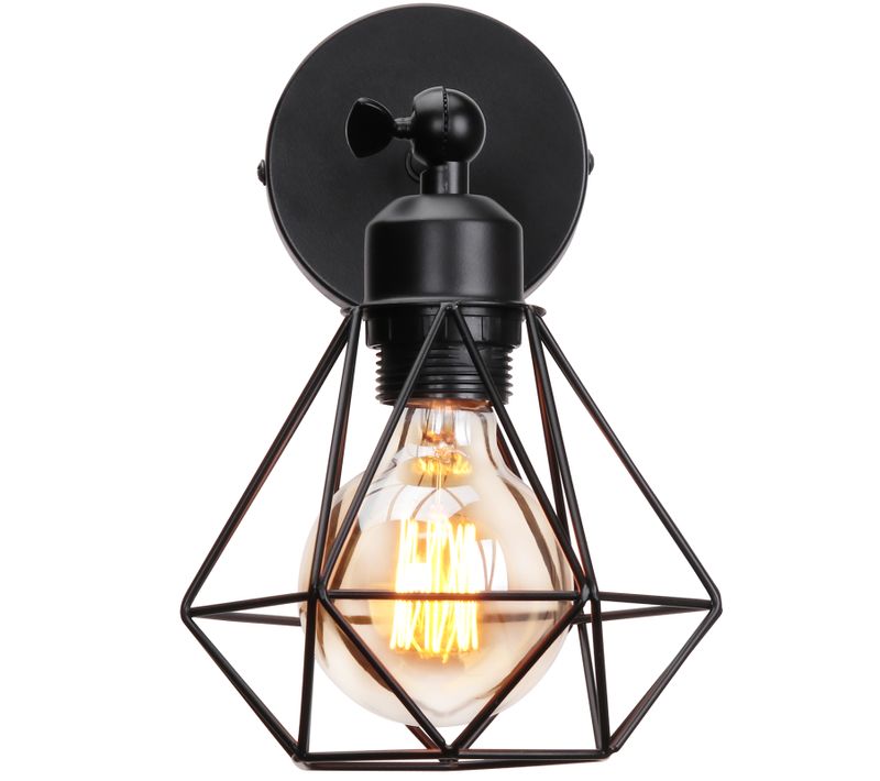 Applique Murale Intérieur Industriel Réglable Métal E27 Luminaire Pour Chambre Cuisine Bar Noir