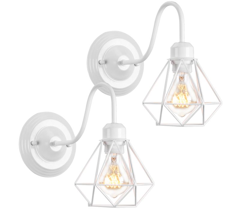 Lot De 2 Applique Murale Intérieur Vintage Lampe Murale E27 Luminaire Abat-jour En Métal (blanc)