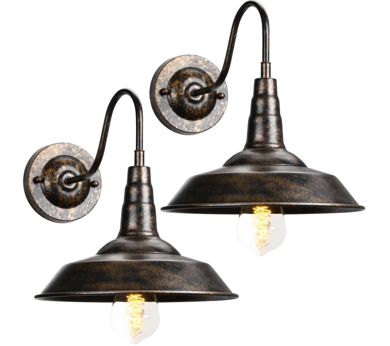 2x Applique Murale Industriel E27 Lampe Interieur Extérieur Luminaire Pour Chambre Rouille