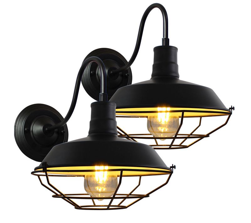 2pcs Applique Murale Interieur Vintage Lampe Murale Luminaire Pour Cuisine Salon Chambre Noir Blanc