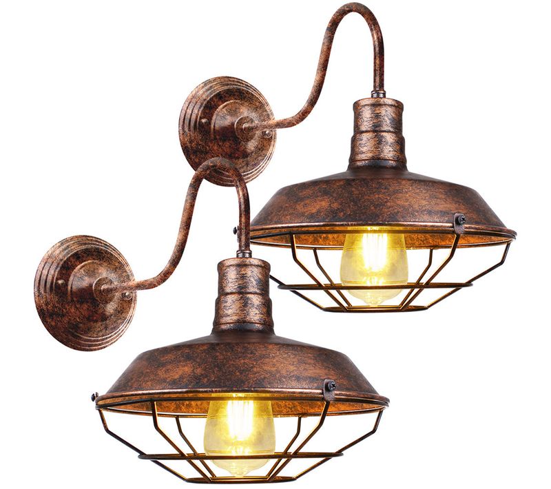 2pcs Applique Murale Interieur Vintage Lampe Murale Luminaire Pour Cuisine Salon Chambre Rouille